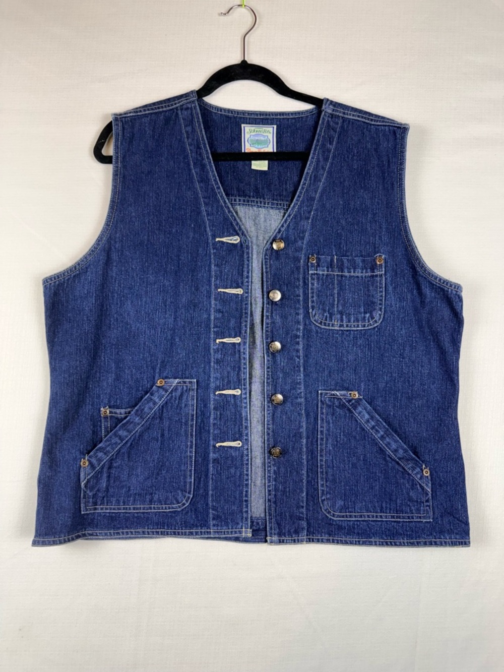 St Johns Bay Jean Vest Womens XLarge Blue Denim Western Cowgirl 90s Vintage Top